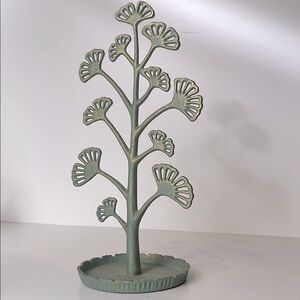 Jewelry stand Metal Tree Sculpture - Green